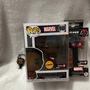 Funko Pop! Marvel Miles Morales (Gamer) Chase LOT with Keychain & Pez Dispenser